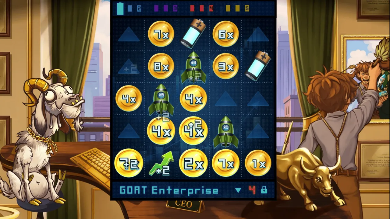 보너스 스핀 중 황금 콩 코인과 로켓