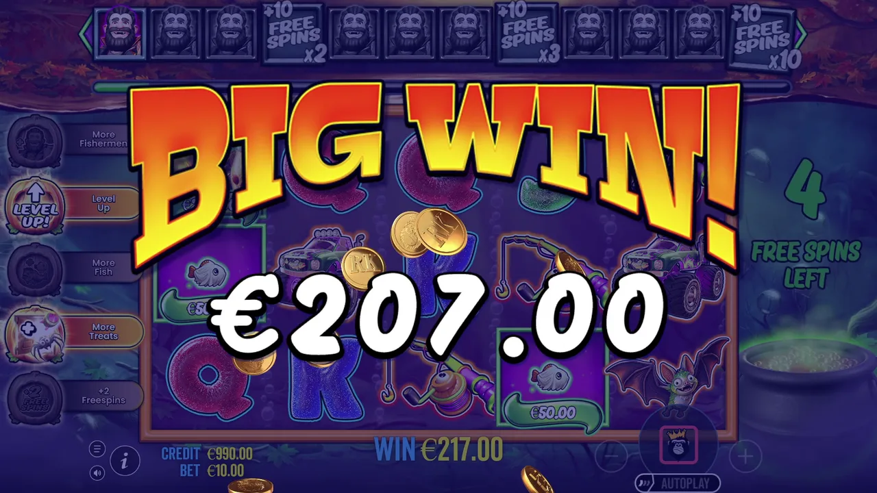 A big win screen after the multiplier rose through retriggers